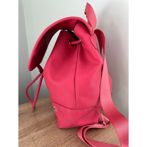 Lacoste Coral Pink PVC Backpack Drawstring Flap Crocodile Logo Y2K 2000s Bag main image 14